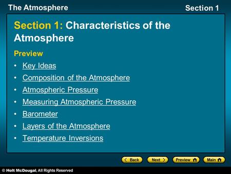 Section 1: Characteristics of the Atmosphere