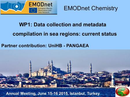 Annual Meeting, June 15-16 2015, Istanbul, Turkey WP1: Data collection and metadata compilation in sea regions: current status EMODnet Chemistry Partner.