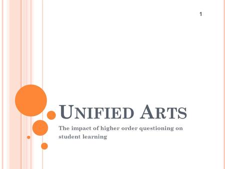 U NIFIED A RTS The impact of higher order questioning on student learning 1.