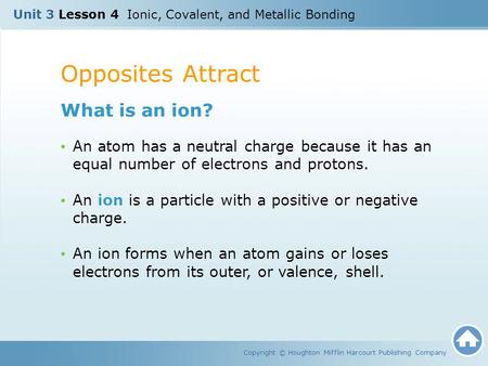 Opposites Attract What is an ion?