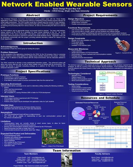 Network Enabled Wearable Sensors The Combined Research Curriculum Development (CRCD) project works with the Virtual Reality Applications Center (VRAC)