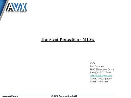 Transient Protection - MLVs