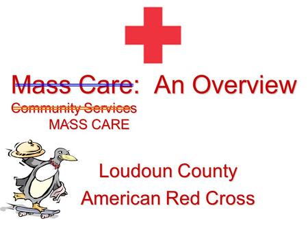 Mass Care: An Overview Community Services MASS CARE Loudoun County American Red Cross  