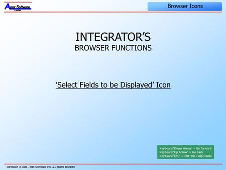 COPYRIGHT © 2008 – APEX SOFTWARE LTD. ALL RIGHTS RESERVED Human Resources COPYRIGHT © 2008 – APEX SOFTWARE LTD. ALL RIGHTS RESERVED Browser Icons INTEGRATOR’S.