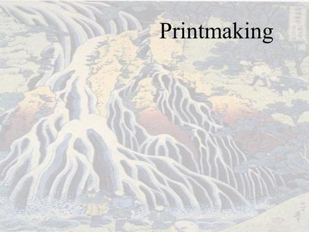 Printmaking. Printmaking is the process of making artworks by printing, normally on paper. The process is capable of producing multiple copies of the.