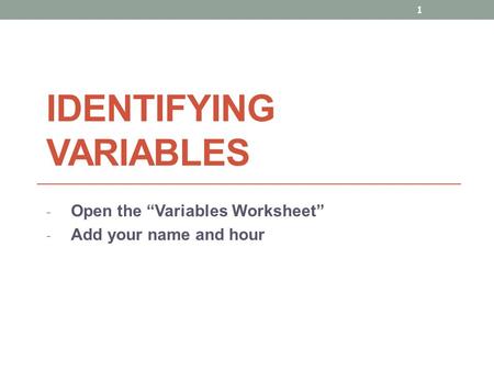 Identifying Variables