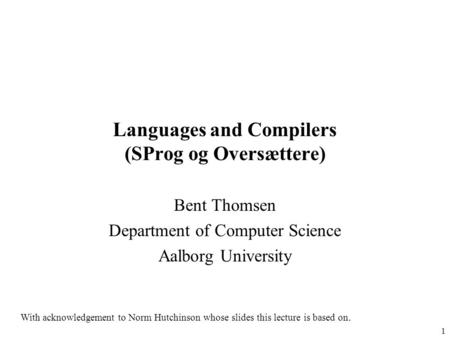 Languages and Compilers (SProg og Oversættere)