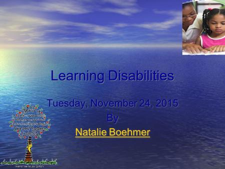 Learning Disabilities Tuesday, November 24, 2015 By Natalie Boehmer Tuesday, November 24, 2015 By Natalie Boehmer.