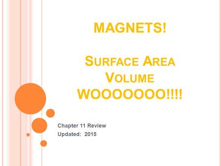 MAGNETS! S URFACE A REA V OLUME WOOOOOOO!!!! Chapter 11 Review Updated: 2015.