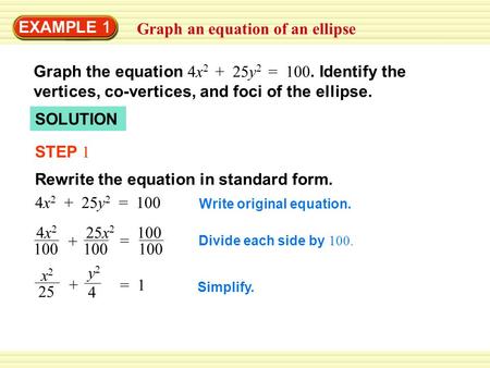 Graph an equation of an ellipse