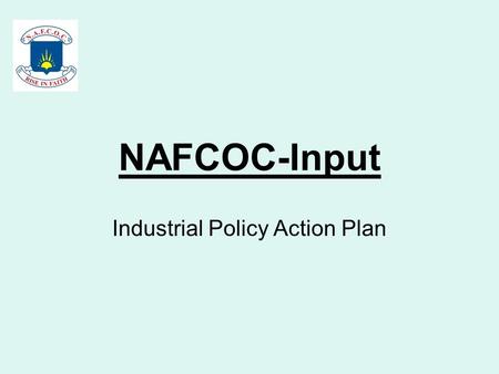 NAFCOC-Input Industrial Policy Action Plan. Industry Size: The current industry is worth an estimated R1.161tn made of the following major groups: (Stats.