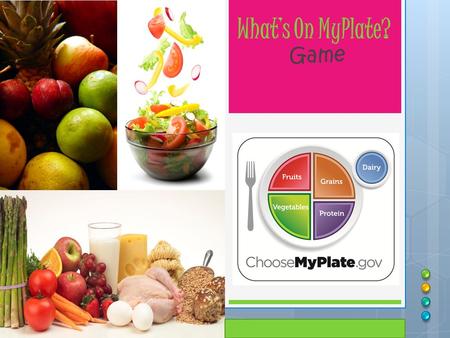 What’s On MyPlate? Game MyPlate replaces which of the following: HealthyPyramid HealthyPlate MyFood YourPlate MyPyramid.