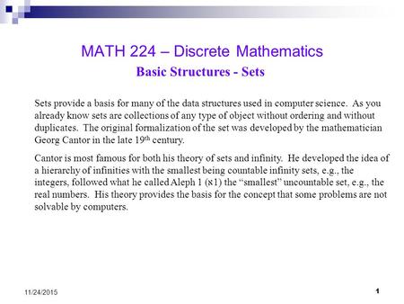 MATH 224 – Discrete Mathematics