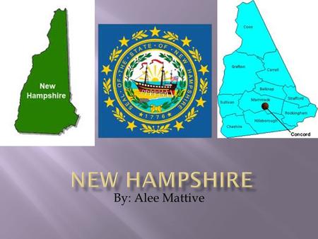 By: Alee Mattive.  Its capital is Concord  Another major city is Manchester  The reason why people live in New Hampshire is because over 125,000 people.