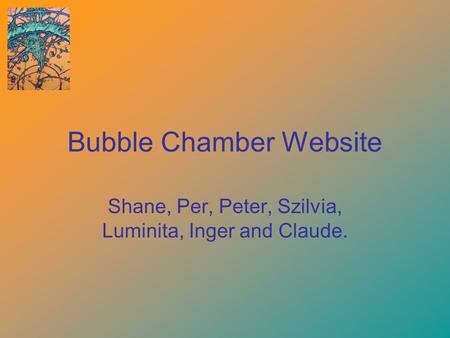 Bubble Chamber Website Shane, Per, Peter, Szilvia, Luminita, Inger and Claude.