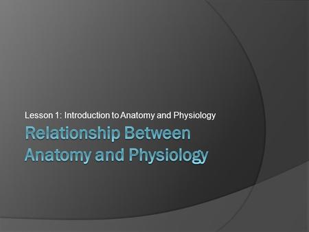 Lesson 1: Introduction to Anatomy and Physiology.