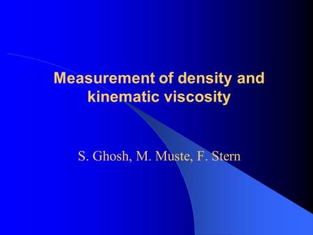 Measurement of density and kinematic viscosity