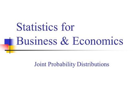 Statistics for Business & Economics