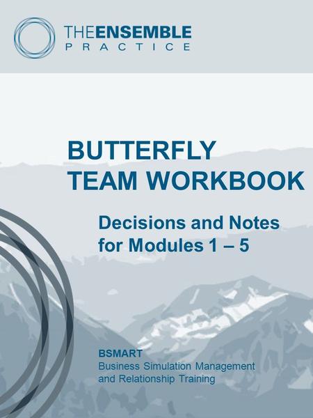 BUTTERFLY TEAM WORKBOOK Decisions and Notes for Modules 1 – 5 BSMART Business Simulation Management and Relationship Training.