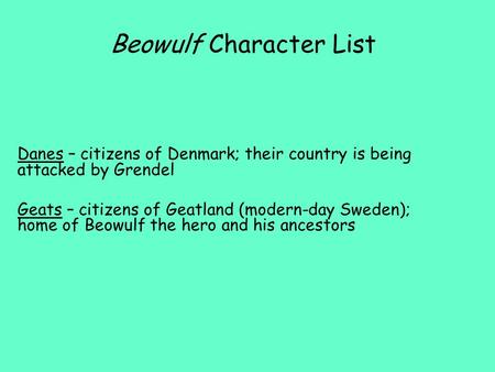 Beowulf Character List