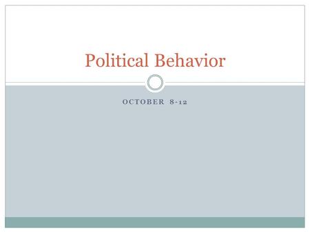 OCTOBER 8-12 Political Behavior. Post-Test Discussion Our next unit will be on political behavior and political parties Do you think our country would.