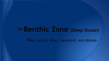 Riley, Austin, Allie, Savannah, and Mikaila ➢ Benthic Zone (Deep Ocean)