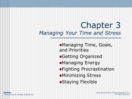 Chapter 3 Managing Your Time and Stress