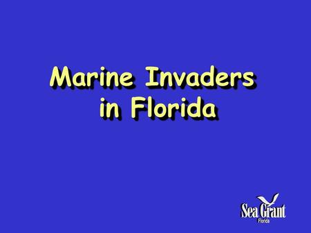 Marine Invaders in Florida. What is an invasive species? A species of organism (animal or plant) that usually comes from some other place (state, country,