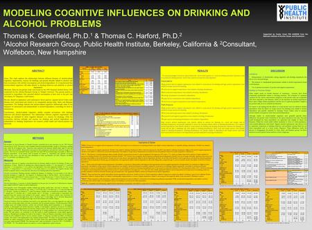 METHODS Sample: The Institute for Survey Research of Temple University conducted face-to-face interviews for the 1995 National Alcohol Survey (NAS). The.