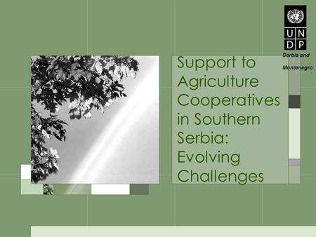 Support to Agriculture Cooperatives in Southern Serbia: Evolving Challenges Serbia and Montenegro.