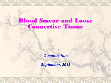 Blood Smear and Loose Connective Tissue Guanhua Huo September, 2013.