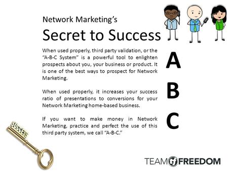 When used properly, third party validation, or the “A-B-C System” is a powerful tool to enlighten prospects about you, your business or product. It is.