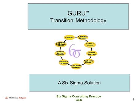 1 Targetting 3.4 Defects / Million A Problem SolvingApproach StatisticalTechnique InvolvesEveryone Data Driven Decisions A Business Strategy A Culture.