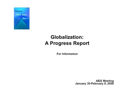 Globalization: A Progress Report For Information AEG Meeting January 30-February 8, 2006.