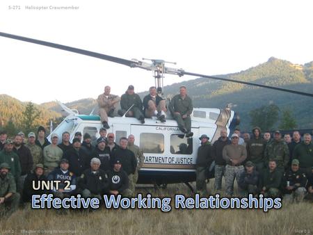 S-271 Helicopter Crewmember Slide 2-1 Unit 2 Effective Working Relationships.