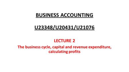 BUSINESS ACCOUNTING U23348/U20431/U21076