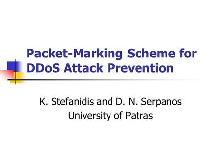 Packet-Marking Scheme for DDoS Attack Prevention