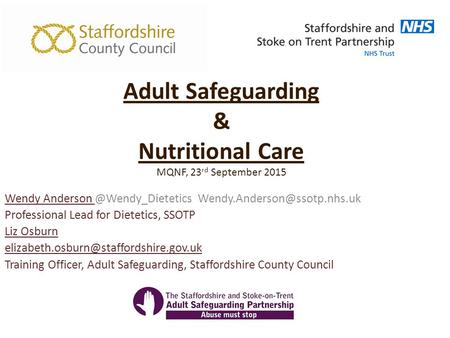 Adult Safeguarding & Nutritional Care MQNF, 23rd September 2015