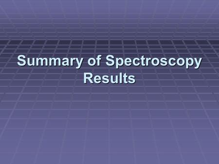 Summary of Spectroscopy Results. Recap  VNIR - visible/near-infrared spectrometer  0.5 - 2.5 µm wavelengths, reflectivity  Rover-mounted  Sensitive.