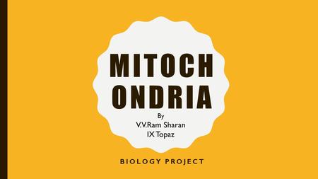 MITOCH ONDRIA BIOLOGY PROJECT By V.V.Ram Sharan IX Topaz.