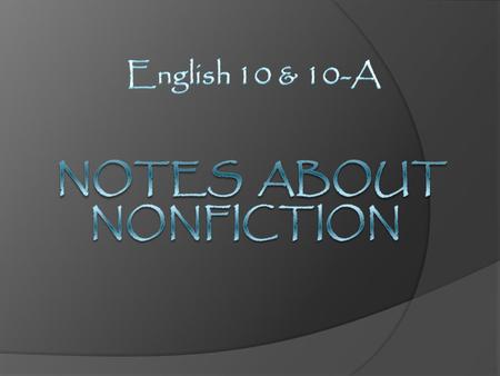 Notes about nonfiction