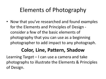 Elements of Photography