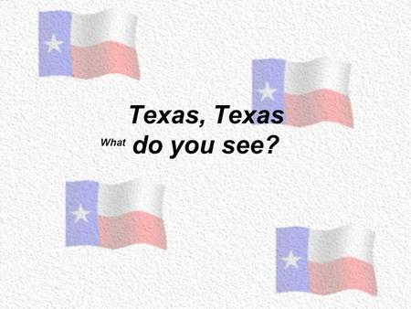 Texas, Texas do you see? What Texas, Texas What do you see? I see the state flag looking at me! Lone Star Flag.