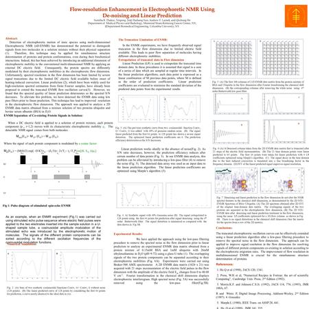 Flow-resolution Enhancement in Electrophoretic NMR Using De-noising and Linear Prediction Flow-resolution Enhancement in Electrophoretic NMR Using De-noising.