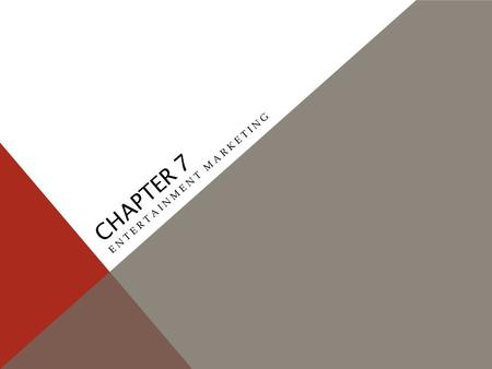 CHAPTER 7 ENTERTAINMENT MARKETING. The process of developing, promoting, and distributing products, or goods and services, to satisfy customers’ needs.