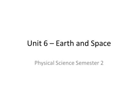 Physical Science Semester 2