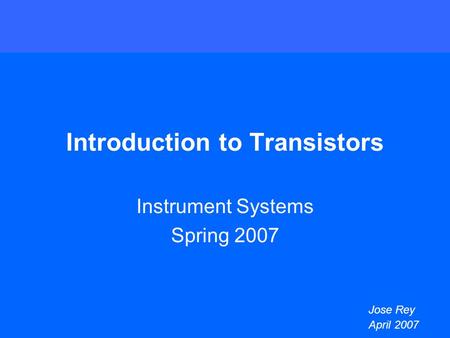 Introduction to Transistors