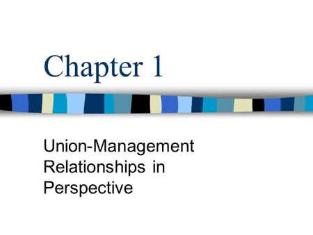 Union-Management Relationships in Perspective