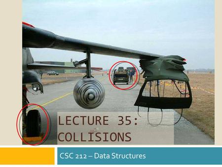 LECTURE 35: COLLISIONS CSC 212 – Data Structures.