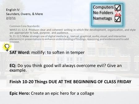 Common Core Standards: WHST.11-12.4. Produce clear and coherent writing in which the development, organization, and style are appropriate to task, purpose,